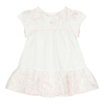 Baby Girls White & Pink Floral Dress