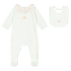 Baby Girls White Logo Babygrow Set, 1, hi-res