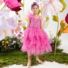 Girls Pink Embellished Tulle Dress Set, 1, hi-res