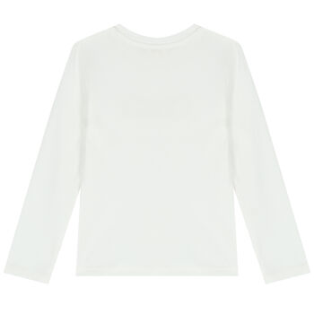 Girls Ivory Logo Long Sleeve Top