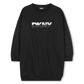 Girls Black Logo Sweatshirt Dress