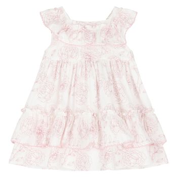 Girls White & Pink Floral Dress