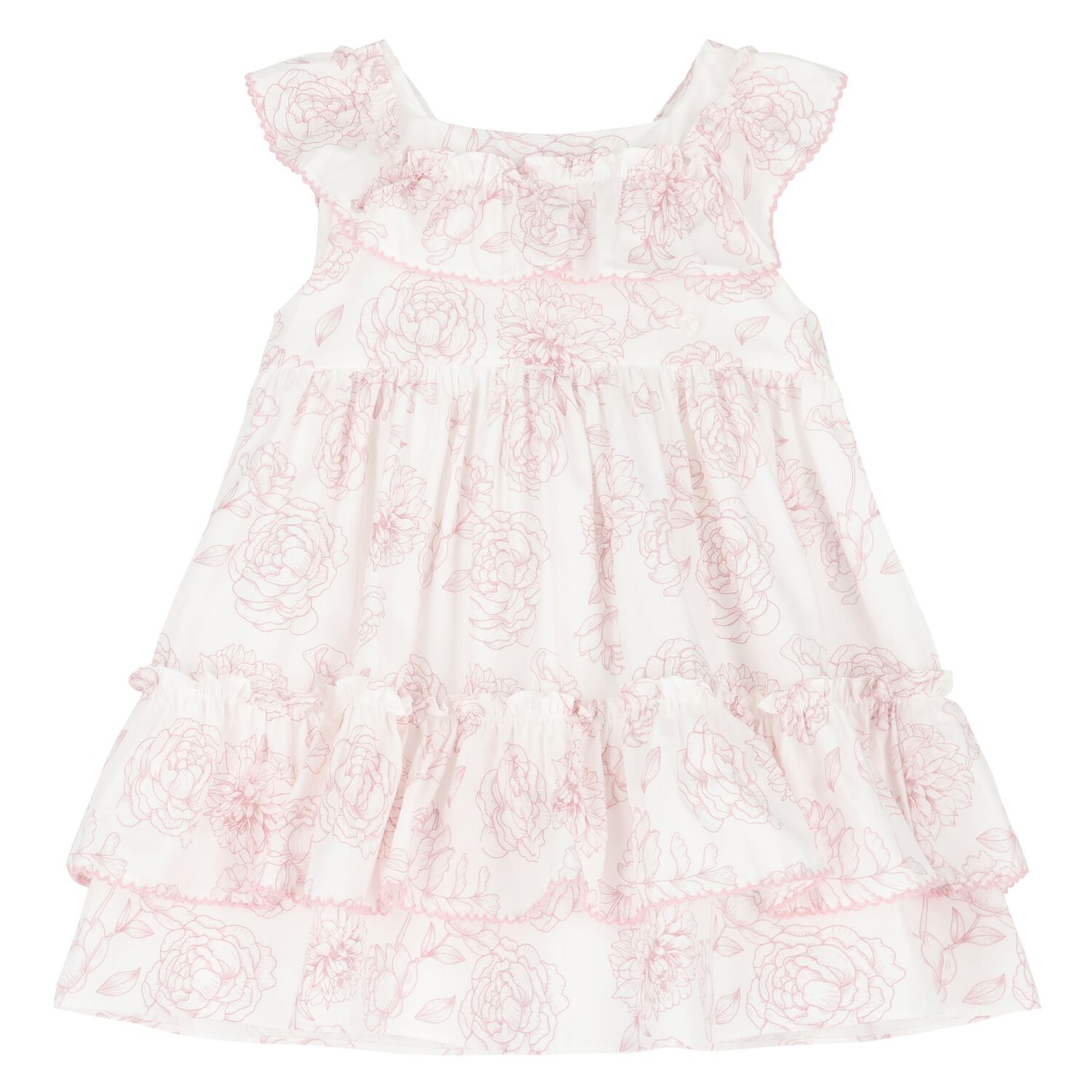 Girls White & Pink Floral Dress, 1, hi-res image number null