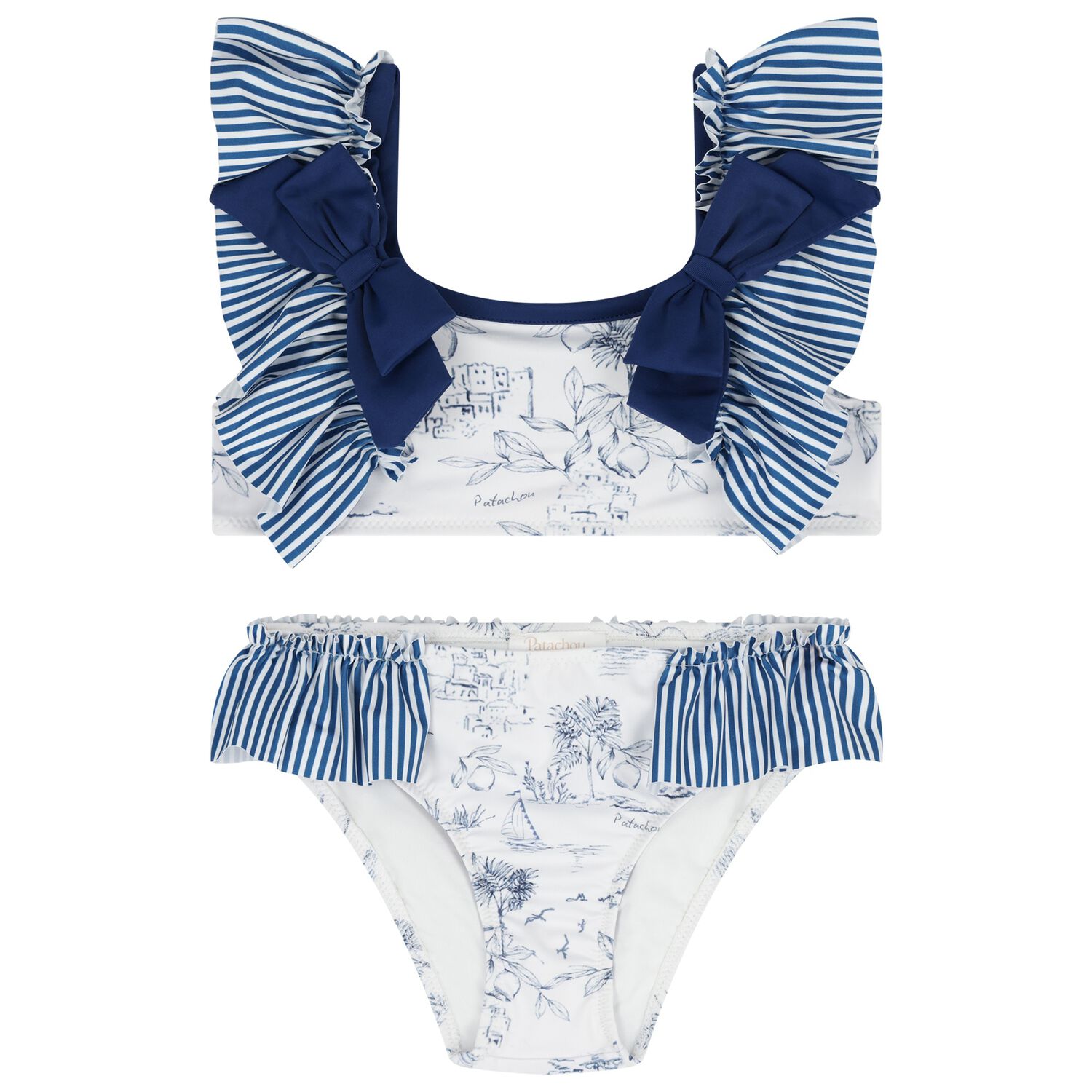 Girls Navy Blue & White Bikini, 1, hi-res