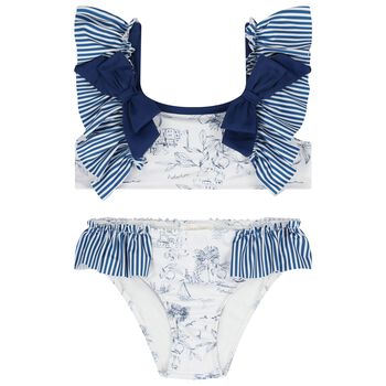 Girls Navy Blue & White Bikini