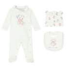 Baby Girls Ivory Teddy Babygrow Set, 1, hi-res