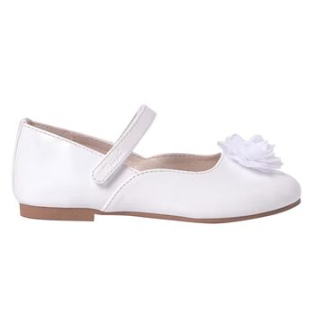 حذاء بنات بطبعة الزهور باللون الأبيض