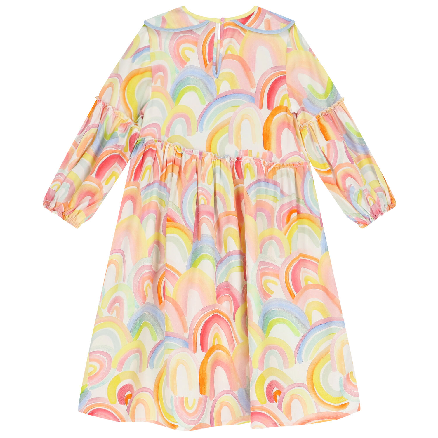 Girls Rainbow Long Sleeve Dress, 1, hi-res