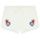 Girls Ivory Heart Shorts, 1, hi-res
