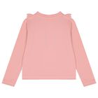 Girls Pink Broderie Ruffle Long Sleeve Top, 1, hi-res