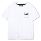 Boys Mini Me White Ikonik Karl Logo T-Shirt, 2, hi-res