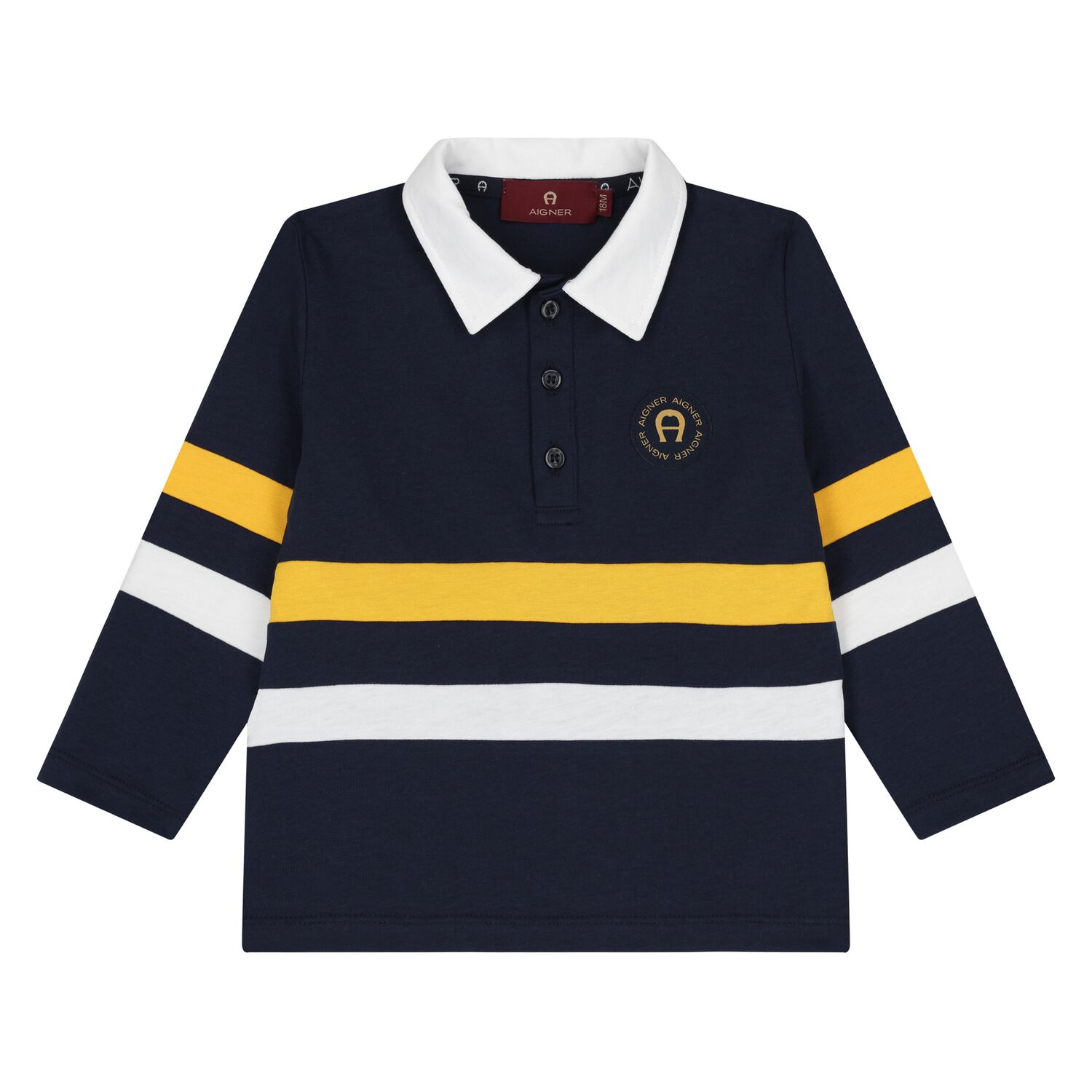 Younger Boys Navy Blue Logo Polo Shirt, 1, hi-res