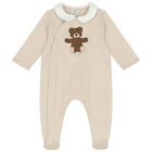 Beige Teddy Logo Babygrow Set, 1, hi-res