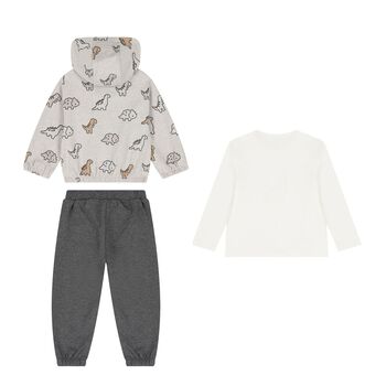 Baby Boys Grey & White Dinosaur Tracksuit ( 3 Piece )