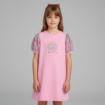 Girls Pink Logo Bag Dress