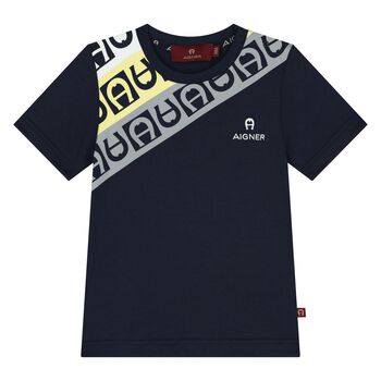 Younger Boys Navy Blue Logo T-Shirt