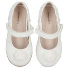 Younger Girls White Flower Shoes , 1, hi-res