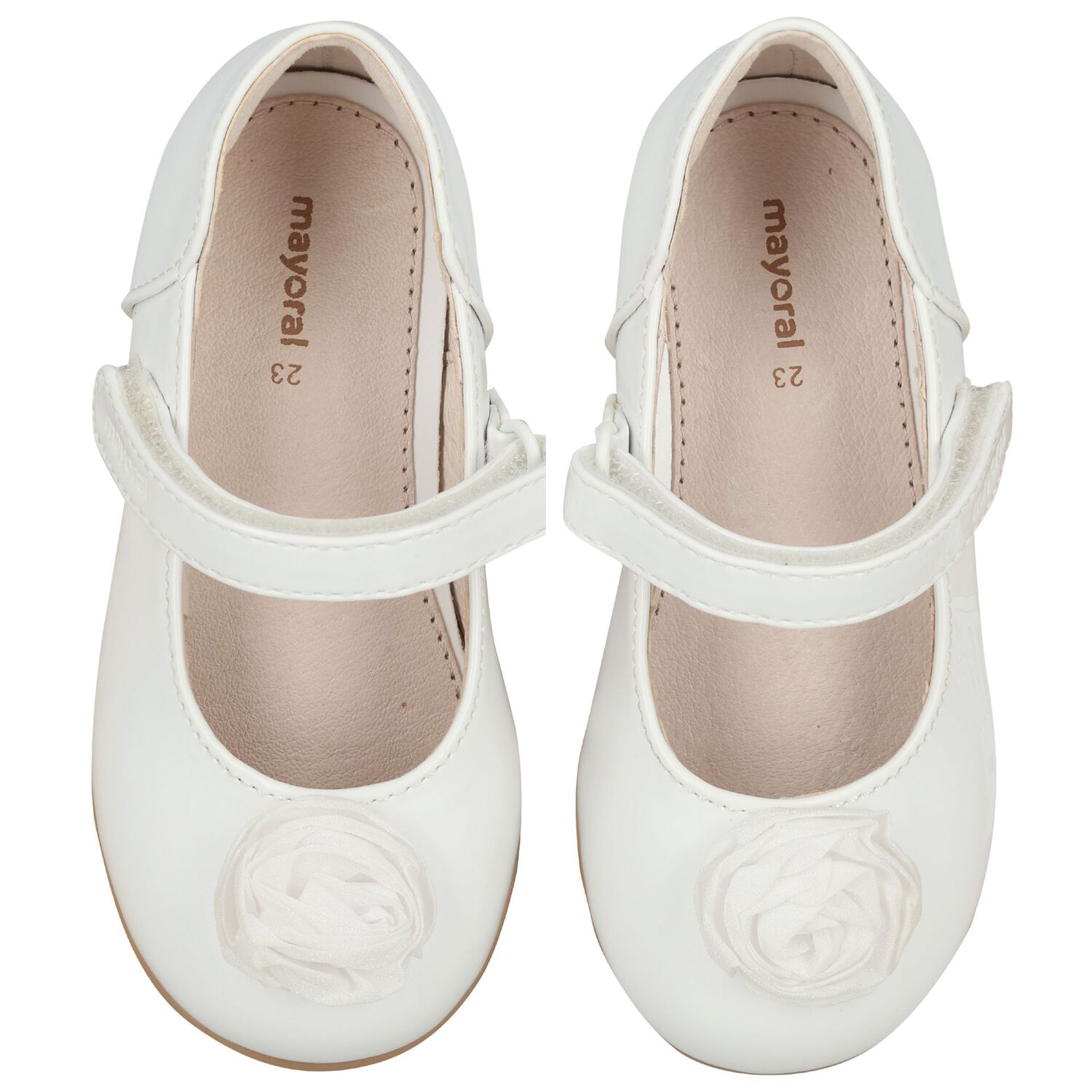Younger Girls White Flower Shoes , 1, hi-res