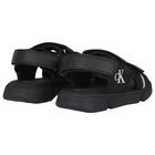 Boys Black Logo Sandals, 2, hi-res