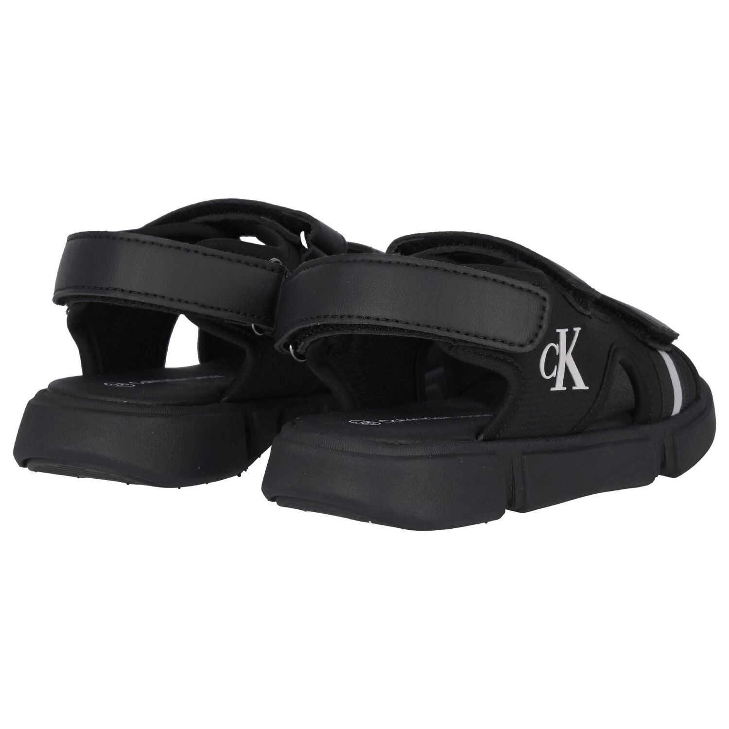 Boys Black Logo Sandals, 2, hi-res image number null