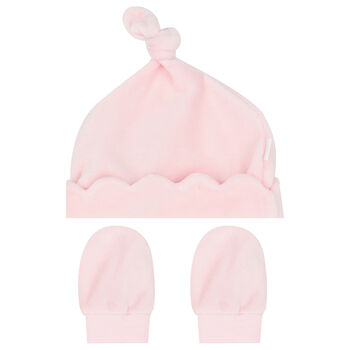 Baby Girls Pink Hat & Mitten Set