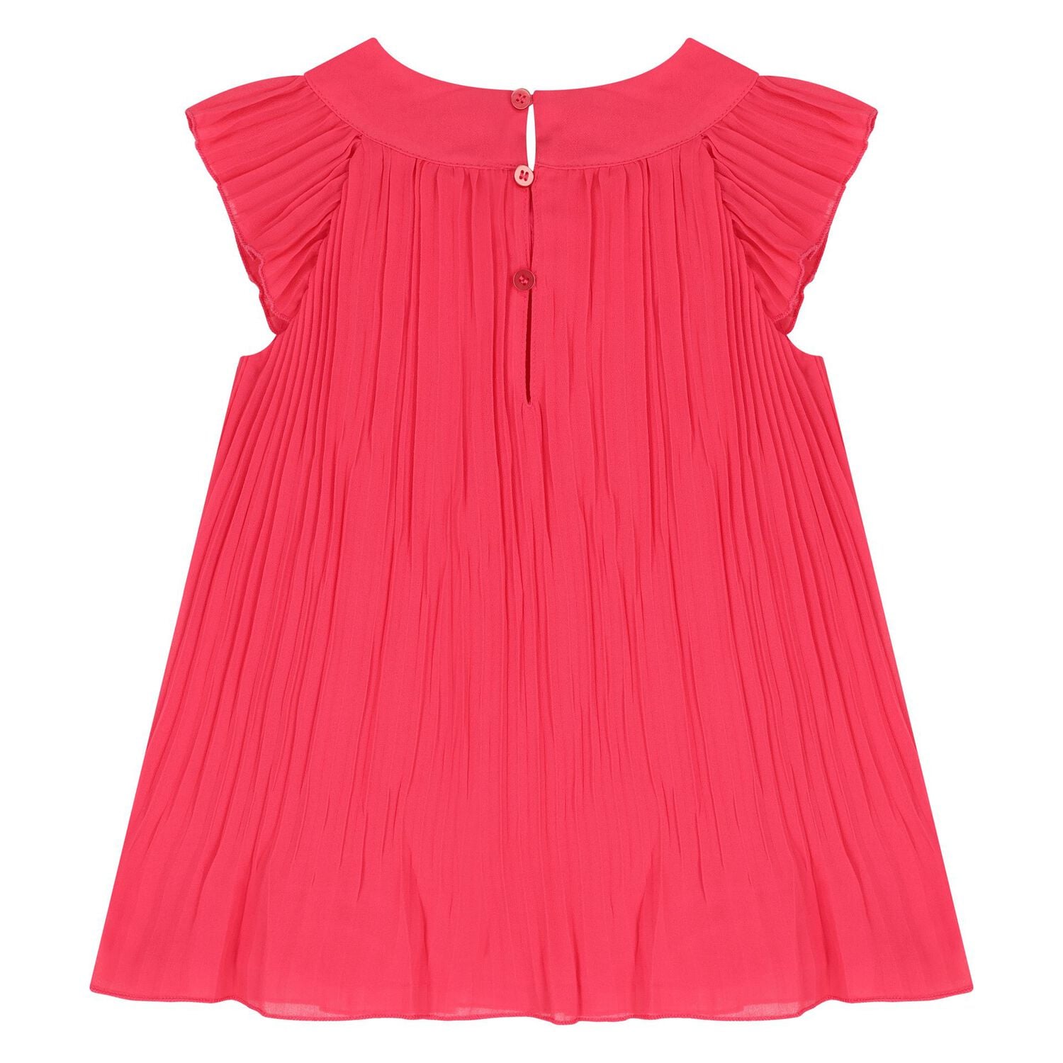Younger Girls Pink Pleated Chiffon Dress, 1, hi-res
