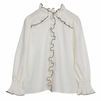 Girls Ivory Satin Poplin Blouse