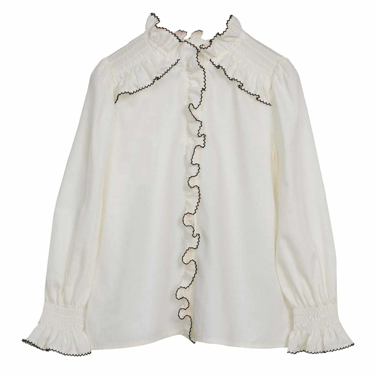 Girls Ivory Satin Poplin Blouse, 1, hi-res image number null