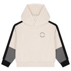 Boys Beige Logo Hooded Top, 1, hi-res