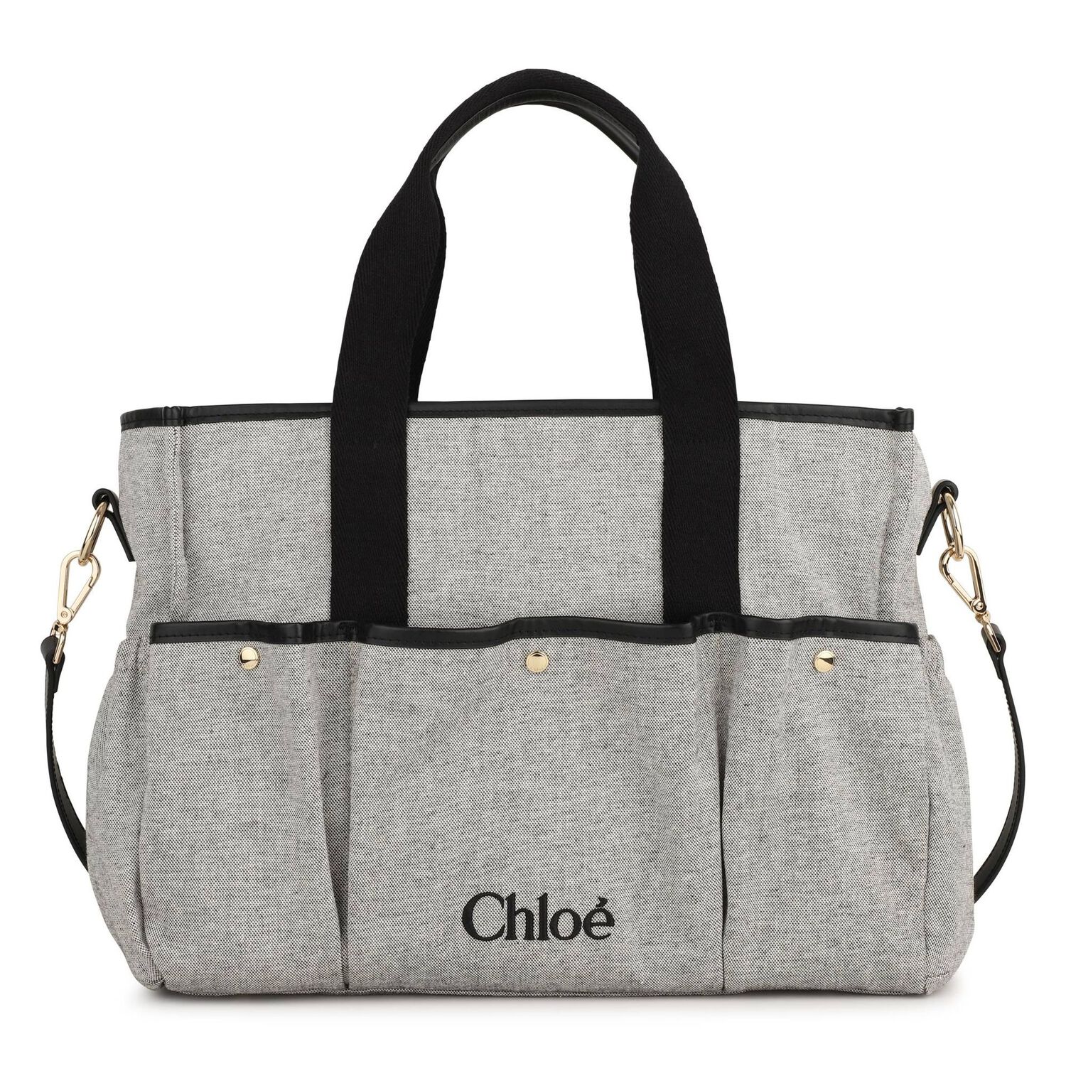 Grey Logo Canvas Baby Changing Bag ( 33cm ), 1, hi-res