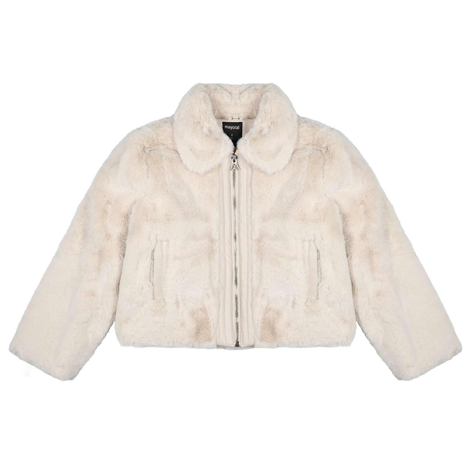 Girls Ivory Fur Jacket, 1, hi-res