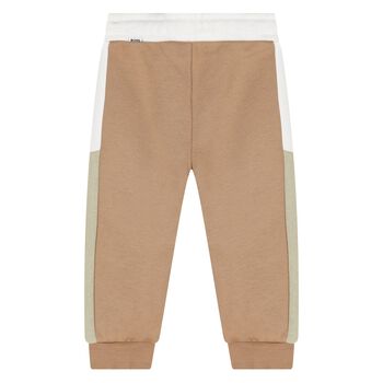 Younger Boys Beige Logo Joggers