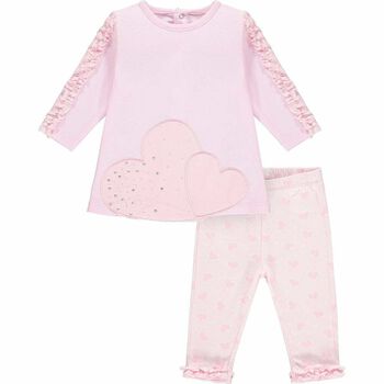 Younger Girls Pink Heart Leggings Set