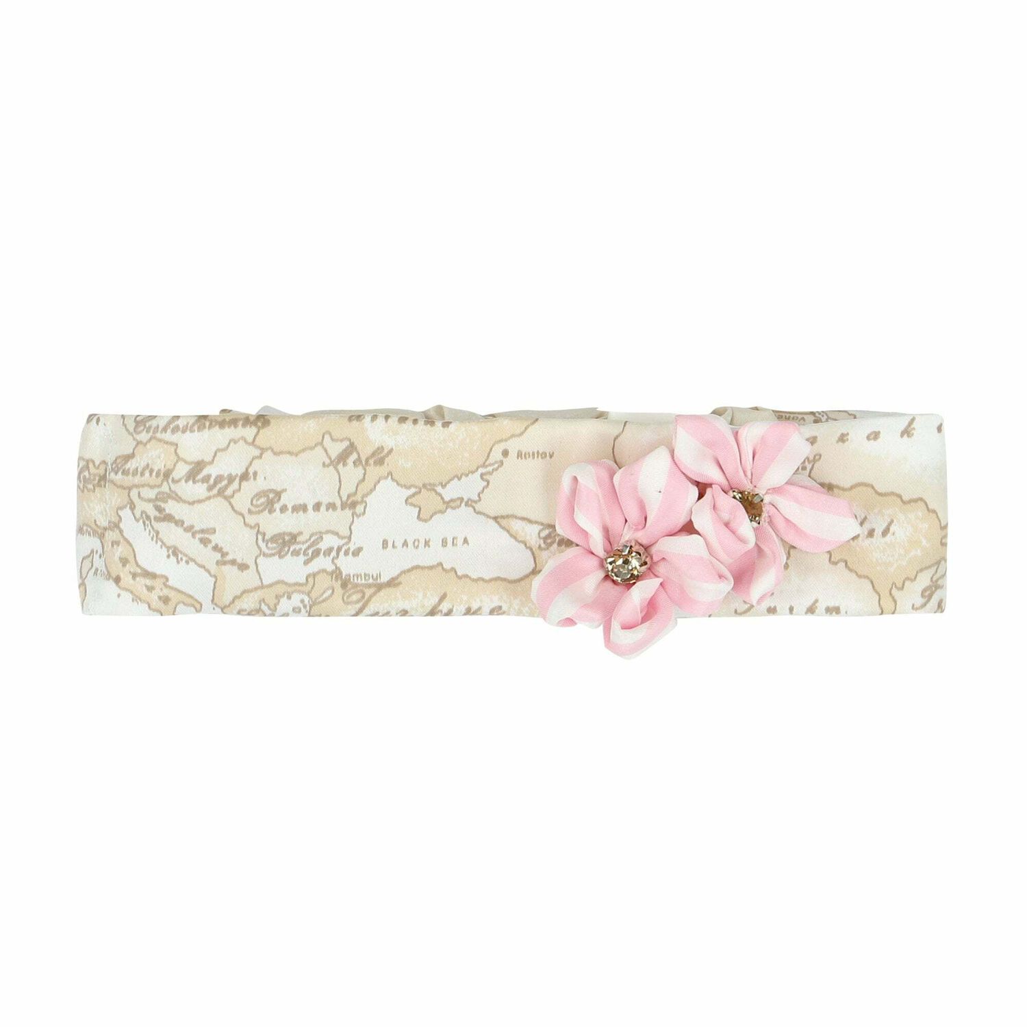 Baby Girls Beige & Pink Geo Map Floral Headband, 1, hi-res image number null