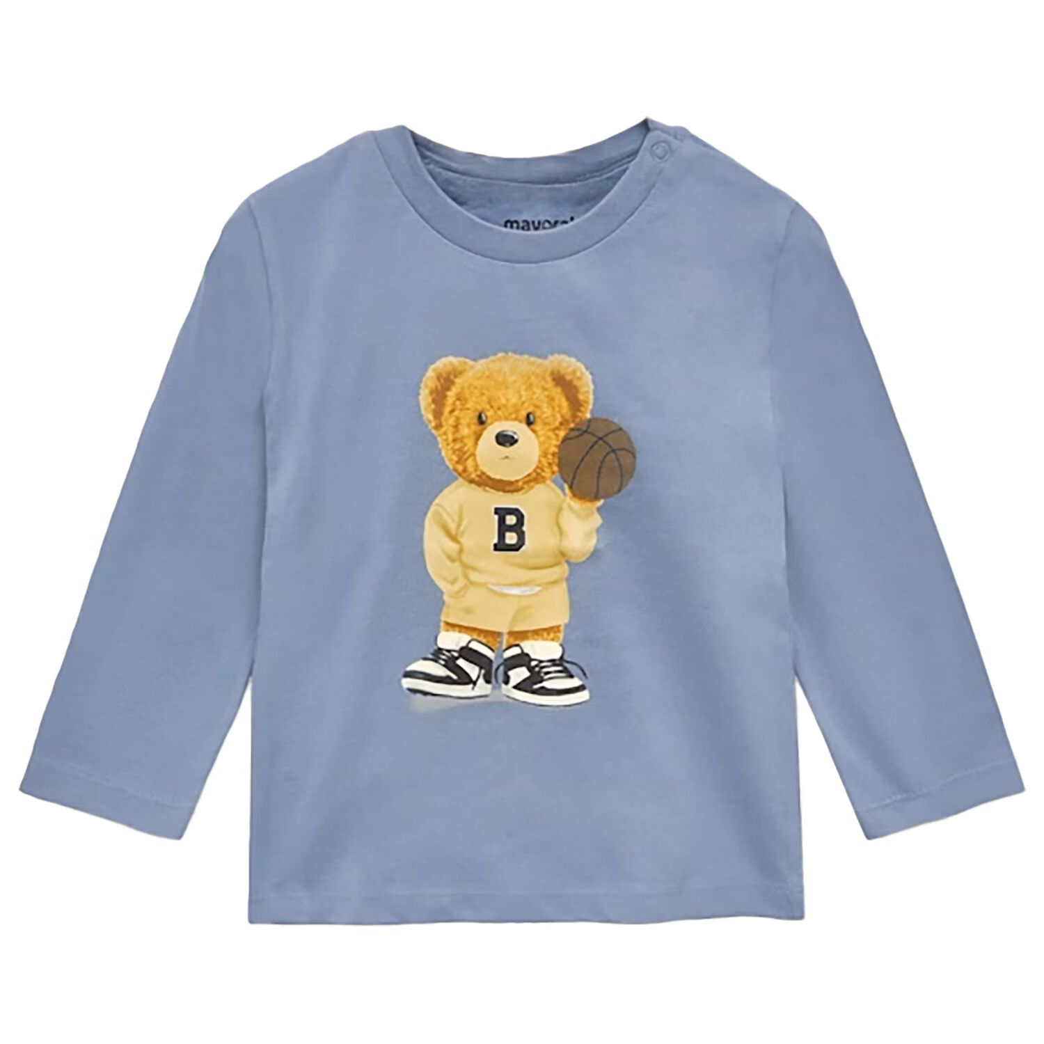 Younger Boys Blue Teddy Bear Long Sleeve Top, 1, hi-res
