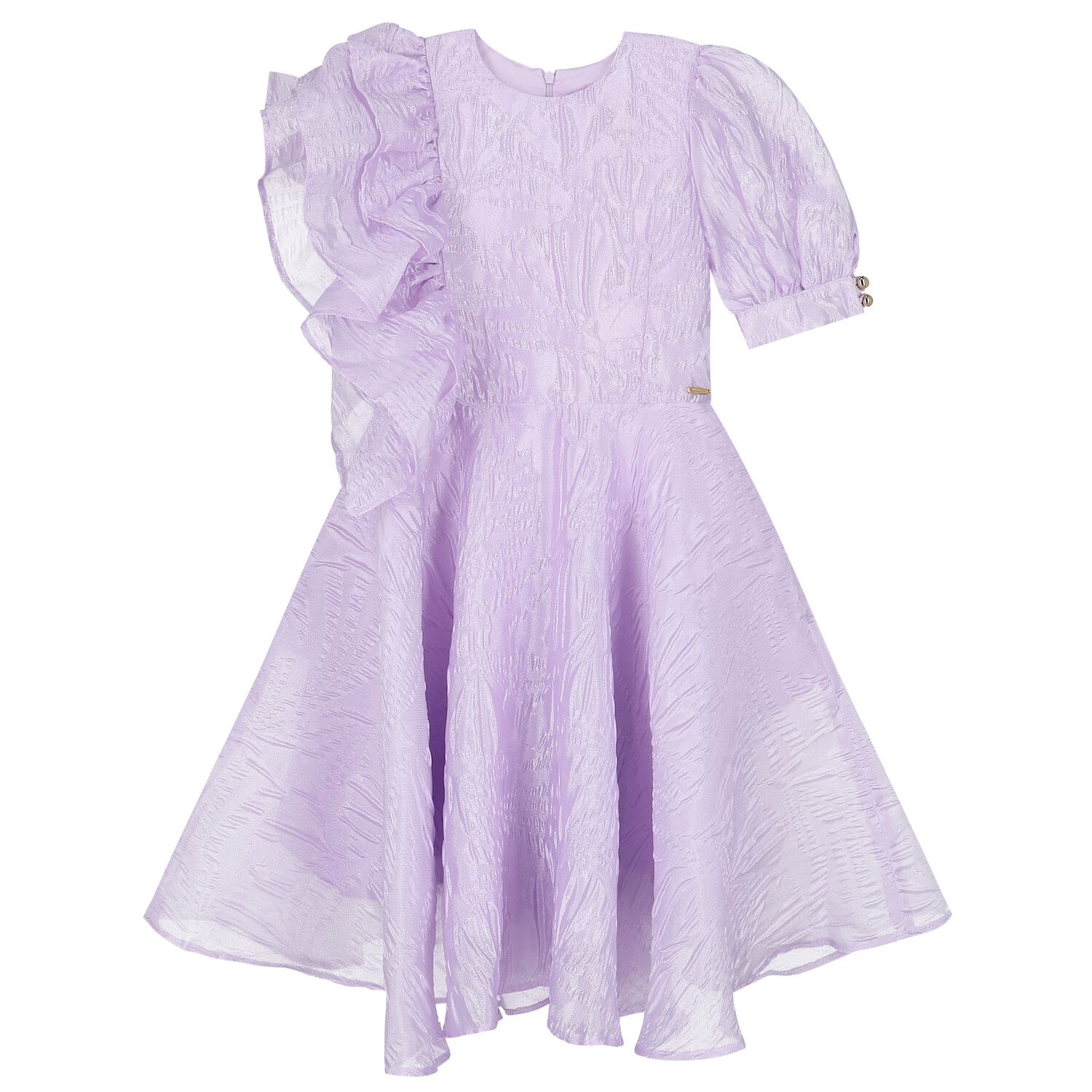 Girls Violet Ruffle Dress, 2, hi-res image number null