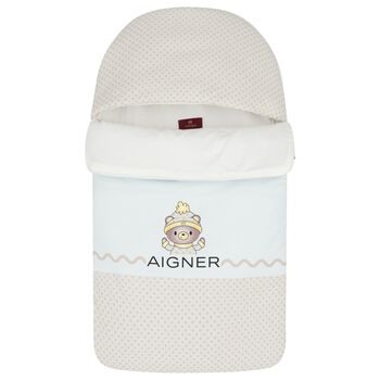 مدس اولاد بالشعار بشكل تيدى بير باللون البيج والازرق 