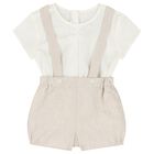 Baby Boys Ivory & Beige Shorts Set , 2, hi-res