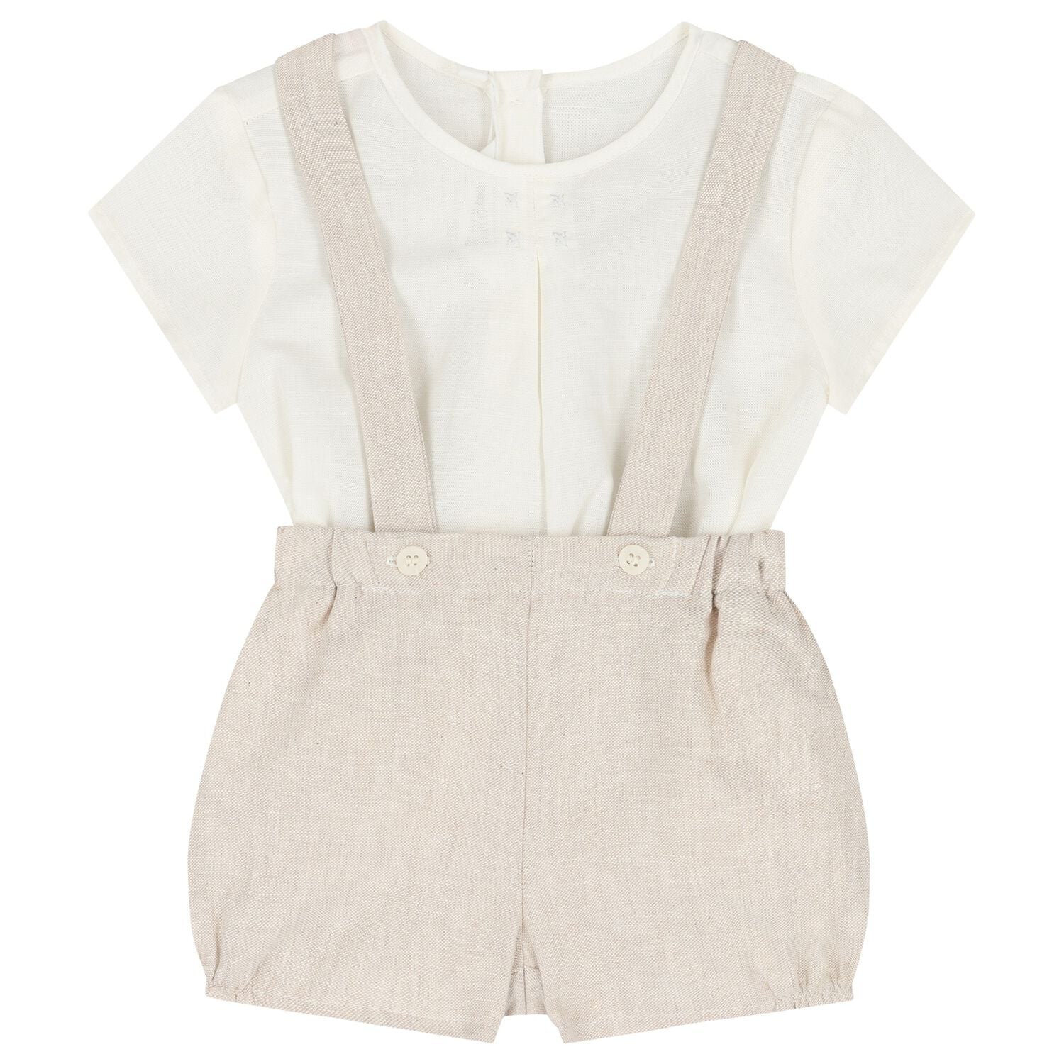 Baby Boys Ivory & Beige Shorts Set , 2, hi-res