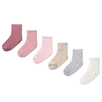 Baby Girls Beige, Ivory & Pink Socks ( 6 Pack )