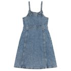 Girls Blue Logo Denim Dress, 1, hi-res
