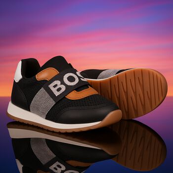 Boys Black Logo Trainers