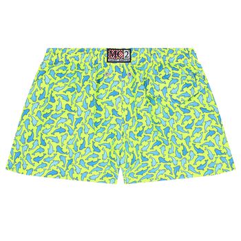 Boys Neon Yellow Sharks Swim Shorts