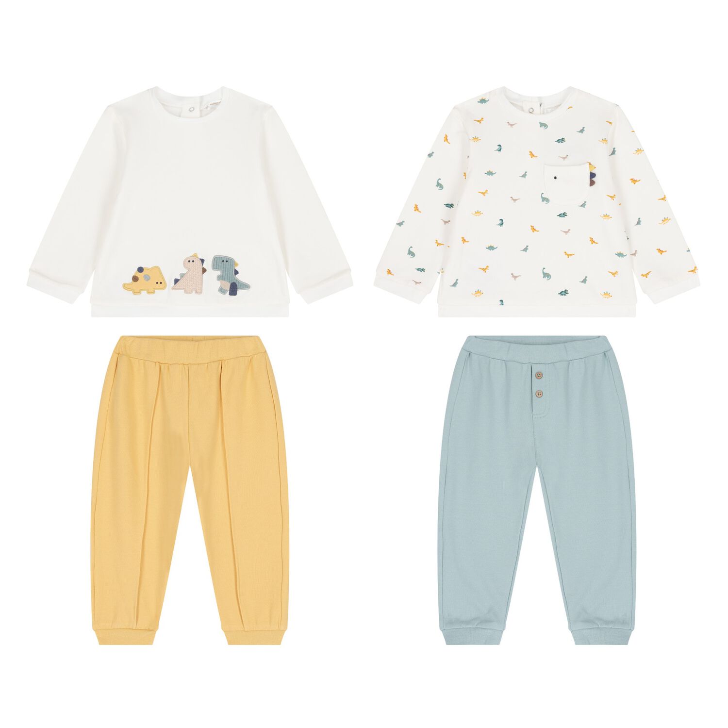 Baby Boys Ivory & Green Tracksuits ( 2 Pack ), 1, hi-res