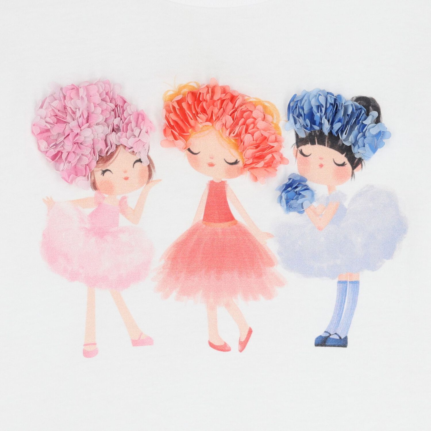 Girls White Ruffled T-Shirt, 1, hi-res