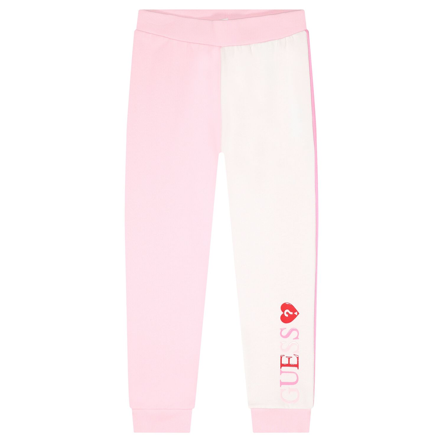 Girls Pink & White Logo Joggers, 1, hi-res