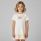 Girls Ivory Heartbag Print Dress, 1, hi-res