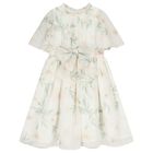 Girls Ivory Chiffon Floral Dress, 1, hi-res