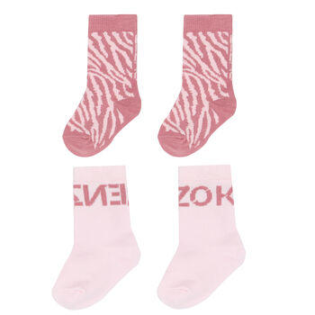 Baby Girls Pink Logo Socks ( 2-Pack )