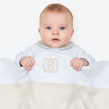 Baby Boys Blue & Gold Logo Blanket